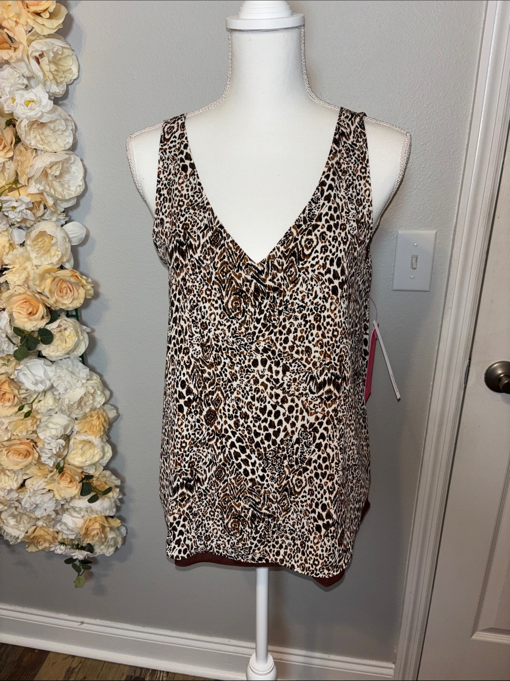 Lilly Pulitzer Leopard Print V-Neck Sleeveless Camisole - Brown/Black/Cream